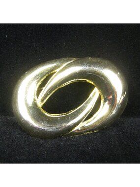 Oval Swirl Abstract Pin Brooch Vintage Goldtone Women Modern Spiral Interlocking